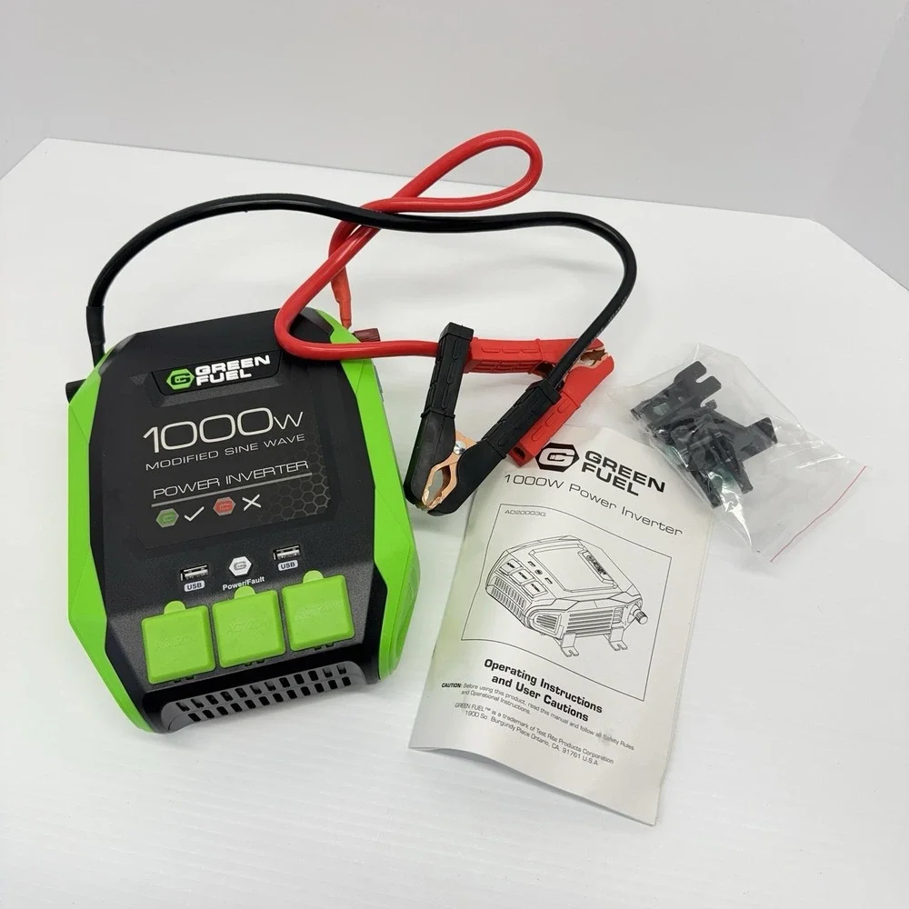 Green Fuel 1000W Power Inverter 12V DC to 120V AC Modified Sine Wave w/ USB